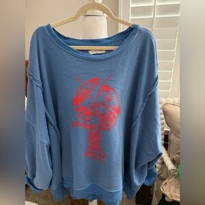 We The Free Blue Knit lobster Top